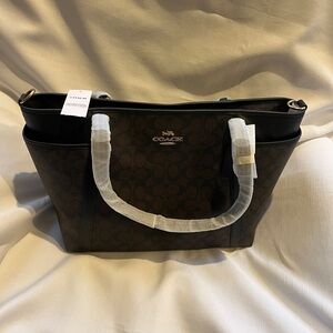 NWT Coach Signature Brown and Black Baby Diaper Bag Tote NEW XL Large